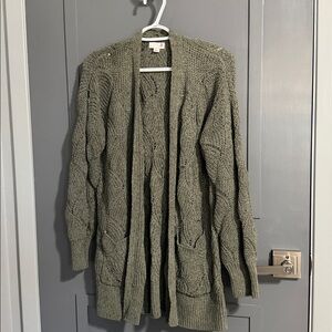 Olive Green Women's Cardigan Sweater